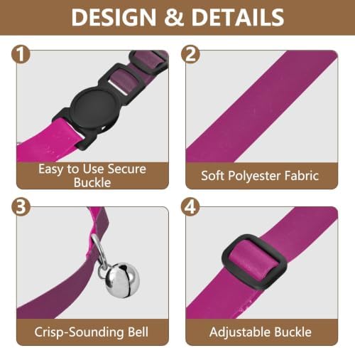 Rose Red Gradient Adjustable Buckle Pet Collars 2 Pack Dog Collars for Small Dogs
