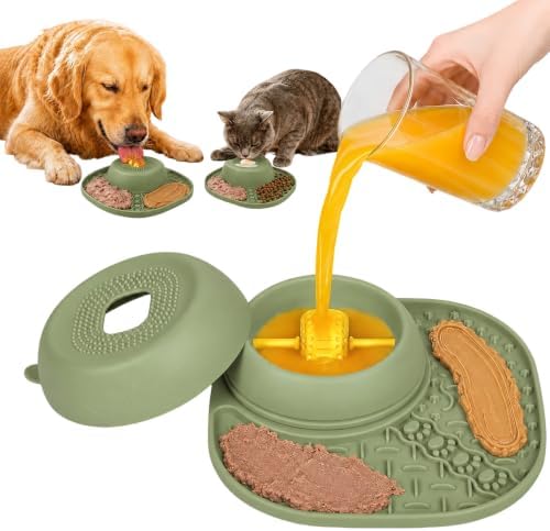 Slow Feeder Dog Bowls, Lick Mat & Interactive Rolling Ball, Dishwasher Safe