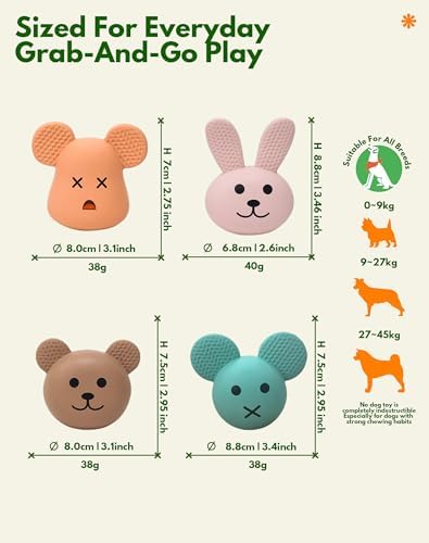 Soft Latex Squeaky Dog Toys for Enrichment, Puppy Chew Toy for Teething-4''