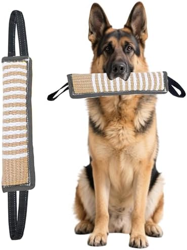 Clysoru Squeaky Tug Toy for Dogs Jute with 2 Strong Handles Lasting Training Equipment Puppy to Large Dog Interactive Toys of War Pull Indestructible Rope Pet Crinkle Teething