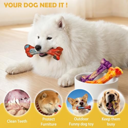 3-Pack Dog Chew Toys for Aggressive Chewers, Medium Large Breed