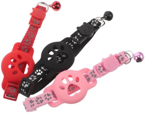 Zerodeko 3pcs Reflective Cat Tracker Collar Holder with Bell for Kittens and Puppies, Comfortable Nylon and Silicone Material, Precise Location Tracking for Outdoor Use