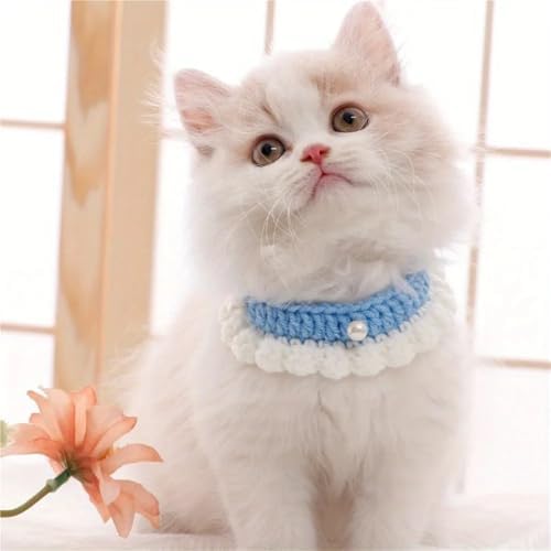 Pet Collars Handmade Knitted Pet Scarf Collar Wool Crochet Bandana for Cat Kitten