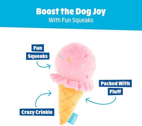 BarkBox Slobbery Ice Cream Cone Dog Toy - Toy for Small to Medium Dogs