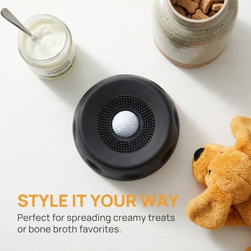 Slow Feeder Lick Bowl with Rolling Ball, Anti-Slip, Black