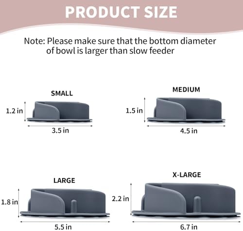 Slow Feeder Dog Bowls Insert, Bestalk Soft Silicone Slow Eating Feeder Insert with Suction Cups for Small, Medium and Large Dogs, Fit into Basic and Elevated Dog Bowls, Grey