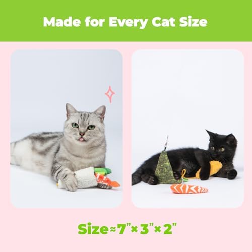 Best Pet Supplies Catify Interactive Cat Toy with Catnip - Sushi Rolls Set