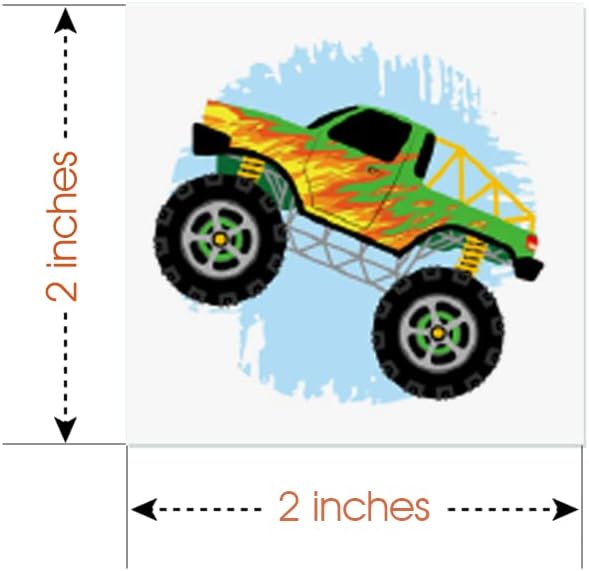 ArtCreativity Monster Truck Individual Temporary Tattoos for Kids - Pack of 144 - Non-Toxic 2 Inch Pre-Cut Tattoos - Moster Truck Birthday Party Favors and Goody Bag Fillers for Boys and Girls