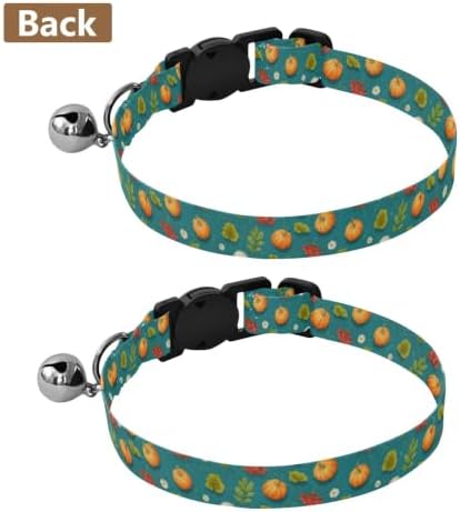 Orange White Pumpkins Dog Bell Collar 2 Pack Cat Collar Adjustable 10.6 to 17.1 Inches