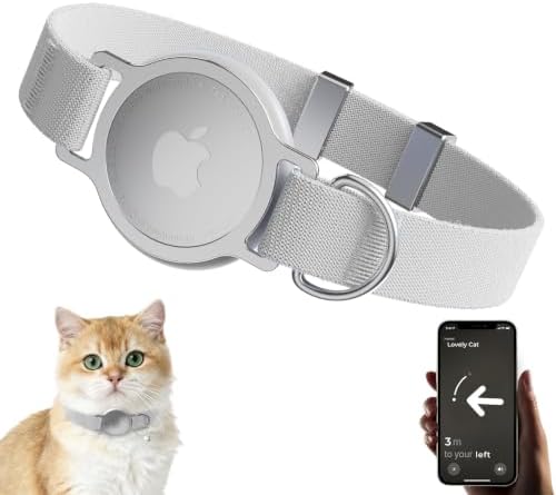 AirTag Cat Collar, Ultra Elastic Cat Tracker Collar (Grey) | Compatible with Apple Air Tag Holder, Lightweight, Scratch Resistant, Stepless Adjustable Pet Tracking Collars for Cat Kitten