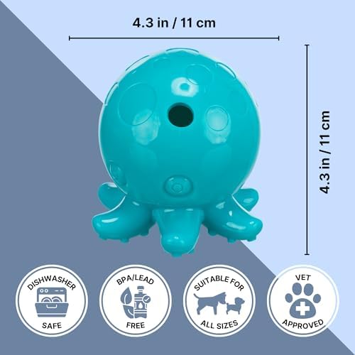 TRIXIE Snack Octopus Dog Puzzle Toy for Dogs, Dog Enrichment Toy, Interactive Chew Toy, Treat Dispenser, 4.4" (11cm)