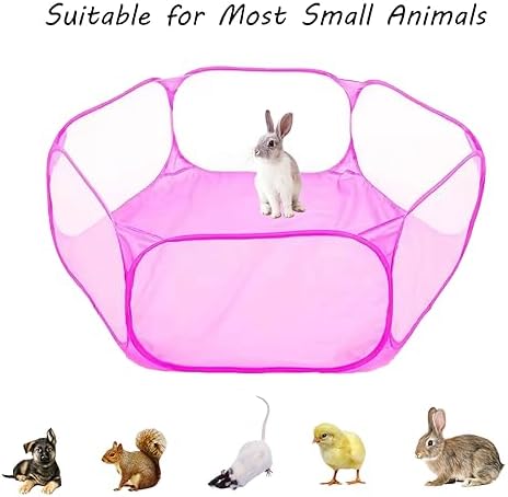 Small Animals Playpen, Portable Pop-up Open Interactive Pet Tent, Indoor Outdoor Fence for Rabbits, Guinea Pig, Hamster, Chinchillas, Kittens, Puppies