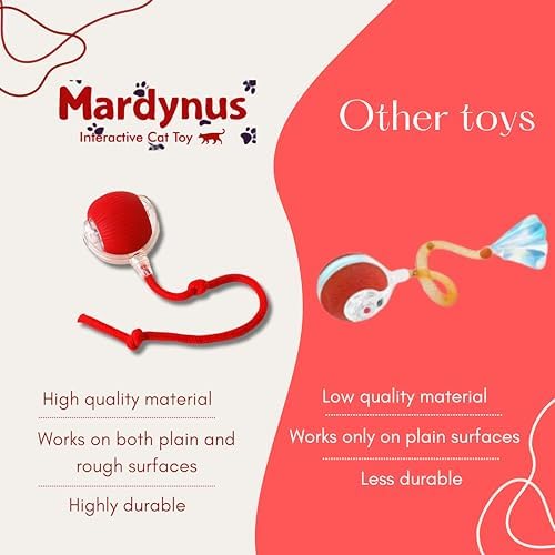 Speedy Tail 2.0 Cat Toy, 360°Automatic Rolling Ball, Smart Interactive Cat Toy, Smart Jumping Ball for Dogs, Speedy Tail 3.0, Automatic Dog Walker (Red)