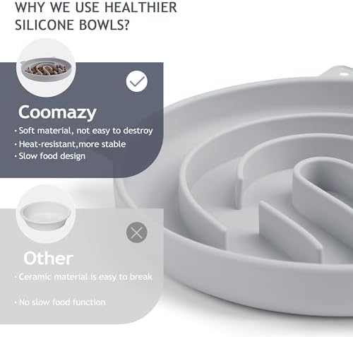Coomazy Slow Feeder Cat Bowl Silicone Pet Puzzle Feeder for Slow Eating
