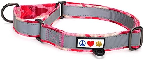 Pawtitas Camouflage Pink Reflective Martingale Dog Collar, Large