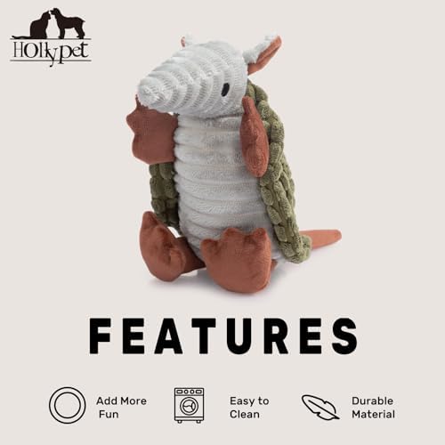 Hollypet Armadillo Squeaky Puppy Dog Toys for Small Medium Dogs, 8"