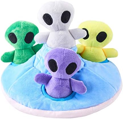 JOYELF Hide and Seek Dog Toys, Plush Dog Chew Toy for Puppy Small Medium Large Dogs, Interactive Dog Toys Squeaky Puppy Toys Plush Dog Puzzles, UFO and Alien Toys…