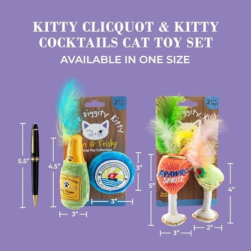 Haute Diggity Kitty Clicquot & Caviar + Kitty Cocktails Soft Plush Cat Toys