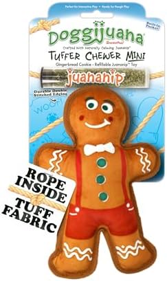 Doggijuana Tuffer Chewer Dog Toy, Gingerbread | Holiday Plush, Squeaky