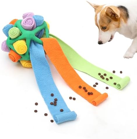 Interactive Snuffle Toys for Dogs, Sniffle Interactive Treat Game Ball, Furry Fellow Snuffle Master, Encouraging Natural Foraging Skills (Green, Triangle)