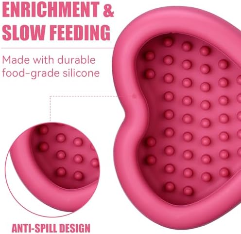 Lick Mat for Dogs, Animire Anti-Spilled Bow Tie Lick Bowls for Anxiety Relief, Silicone Slow Feeder Licking Pad with Suction Cups, Freezeable Dog Enrichment Toy for Boredom and Distraction(Rose,L)