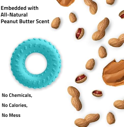 Playology Dual Layer Ring Dog Toy - Peanut Butter Chew Toy - Jumbo Blue