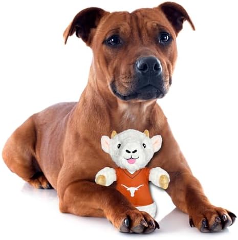 Pets First NCAA Texas Longhorns Goat Plush Toy for Dogs and Cats with Squeaker, Wearing a Team Jersey! Fun & Sporty Goat Shaped Dog Chew Toy, Interactive Pet Toy