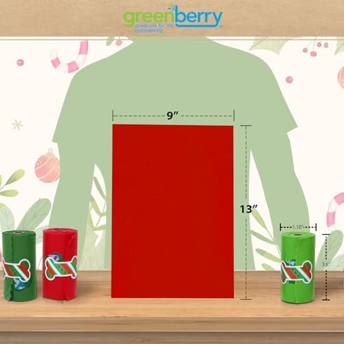 Greenbone Jar-O-Refills Dog Poop Bags & Dispenser, 28 Rolls - 336 Bags - Holiday Edition
