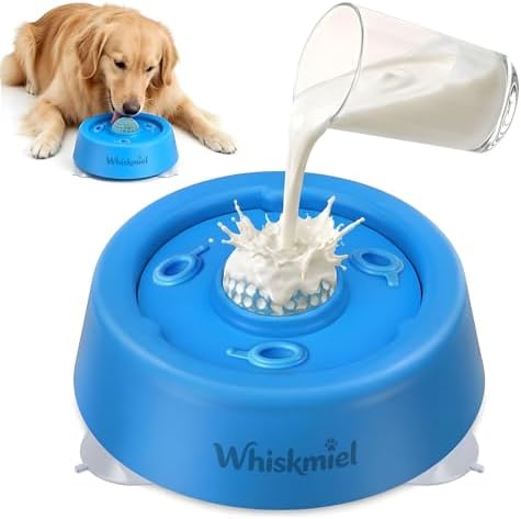 Dog Lick Bowl with Rolling Ball, Interactive Slow Feeder Bowl for Liquid Treats, Yogurt, Bone Broth & Wet Food, Non Slip Dog Enrichment Toy to Reduce Anxiety & Slow Eating for Small Medium Large Dogs