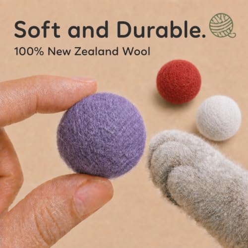 Wool Cat Toys - Felt Balls Assortments for Small Pet Fetch and Play - Eco Friendly Quiet Wool Ball Toy for Cats and Kittens - 6 PCS Choose Your Colors (Variety Pack)
