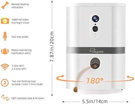 Petalk AI II Dog Camera Automatic Treat Dispenser, 5G WiFi Pet Camera with 180° Pan Full-Room View,Night Vision,Two Way Audio for Dogs and Cats,Compatible with Alexa