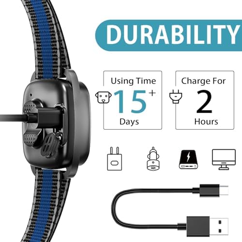 Bark Collar for Small Dogs,No Shock Anti Bark Collar with 3 Adjustable Modes Beep&Vibration,Barking Collar with 6 Adjustable Sensitivity Rechargeable Smart Training Collar (Blue)