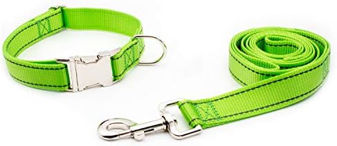 Personalized Dog Collar, Reflective Custom Dog Collar with Name Phone Number Adjustable Size (XS S M L) (Lime)