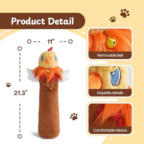 Cat Wrestling Glove, 22 inch Cat Puppet Wrestler with 3 Catnip Pouches & 3 Layer Resistant Protection, Interactive Cat Toy with Removable Bell for Boredom Relief & Mental Stimulation, Chicken
