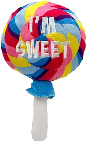 Huxley & Kent Power Plush Squeaky Dog Toy, I'm Sweet Lollipop, Large