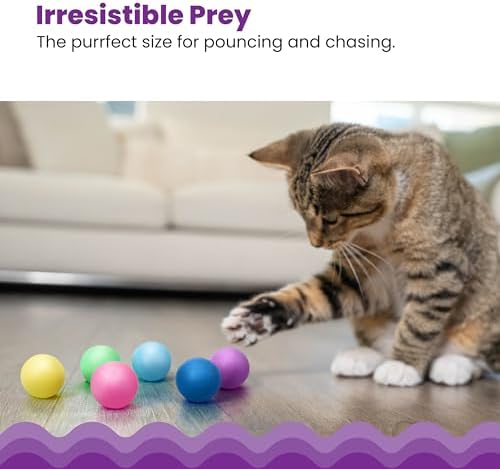 Catstages Replacement Balls for Cat Track Toys, Multicolored, 1.6", 6-Pack | Lightweight Cat Toy Balls, Compatible with Tower of Tracks and Most Catstages Cat Track Toys