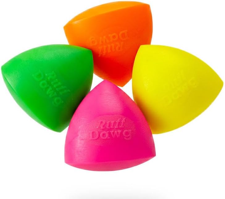 Ruff Dawg Indestructible Dawg-X XL – Heavy-Duty Solid Rubber Fetch Toy for Dogs 40 lbs & Up – Crazy Bounce & Floats – Made in USA – Assorted Neon Colors