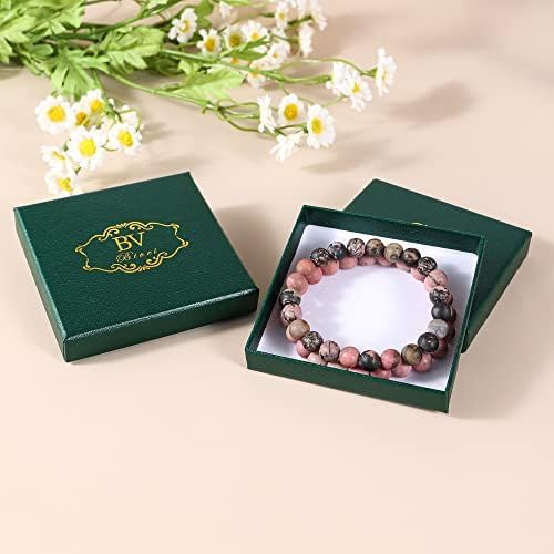 Bivei Natural Gemstone Semi Precious Healing Crystals Handmade Stretchy Round Beads Bracelet,Stocking Stuffers for Women Enhance Positive Energy