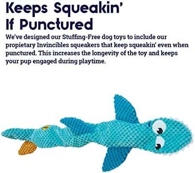 Petstages Stuffing-Free Floppy Shark Plush Dog Toy, Large