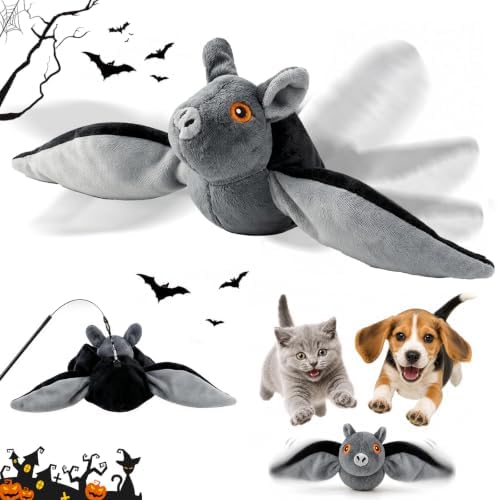 Flying Bat Toy for Dogs & Cats, Flapping Wings Interactive Pet Toy，Realistic Bat Flight, Authentic Chirping/Feather Sounds, Hanging and Ground Play 1pc