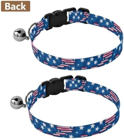 Stars Blue Breakaway Cat Collars with Bell 2 Pack Kitten Collar Adjustable Length 10.6" to 17.1"