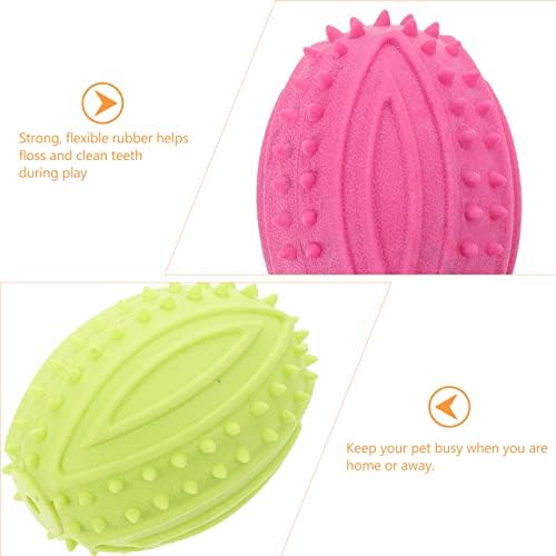 UEETEK Dog Rugby Ball Chew Toys : 4Pcs Interactive Dog Toys High Bounce Football for Puppy Teething Playing Training, 3.74x2.28x2.28 inch (Random Color)