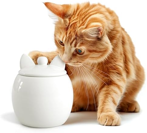 Barnyard Designs Airtight Ceramic Pet Treat Jar Set of 2 White (Dog & Cat)