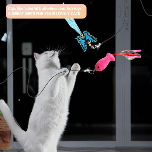 Retractable Cat Toy Wand 12 Packs Interactive Cat Feather Toys