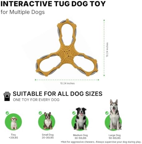 3 Way Doy Toys, Dog Tug Toy for Multiple Dogs, Dog Chew Toys, Yellow