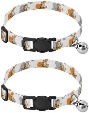 Owl Branch Bell Collar for Small Dogs 2 Pack Kitten Collars Adjustable Length 10.6" to 17.1"