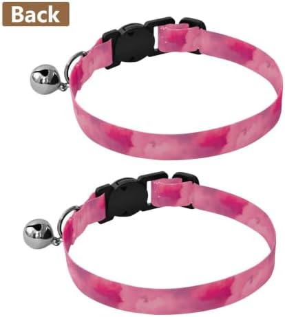 2 Pack Kitten Collar Magenta Clouds Puppy Collar with Bell, Adjustable Length 10.6" to 17.1"