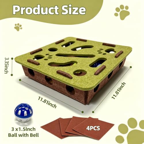 Cat nail file enrichment box，Cat Toy Box for Indoor Cats and Kittens