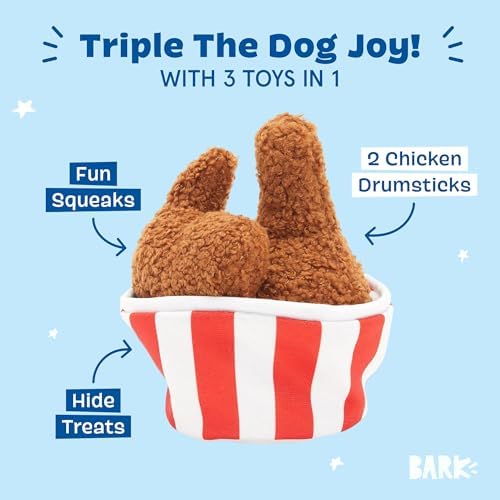 BarkBox Bucket O' Fried Licken 2-in-1 Interactive Plush Dog Toy