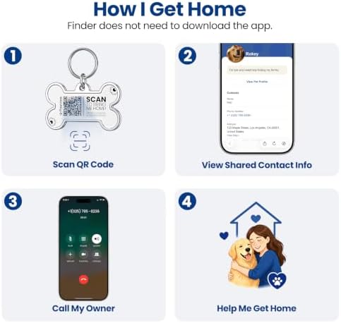 QR Code Pet ID Tag, Instant Scan-Based Location Alert, Updatable Pet Profile, Free Essential Features, No Subscription, Zinc Alloy Edge for Dogs Collar